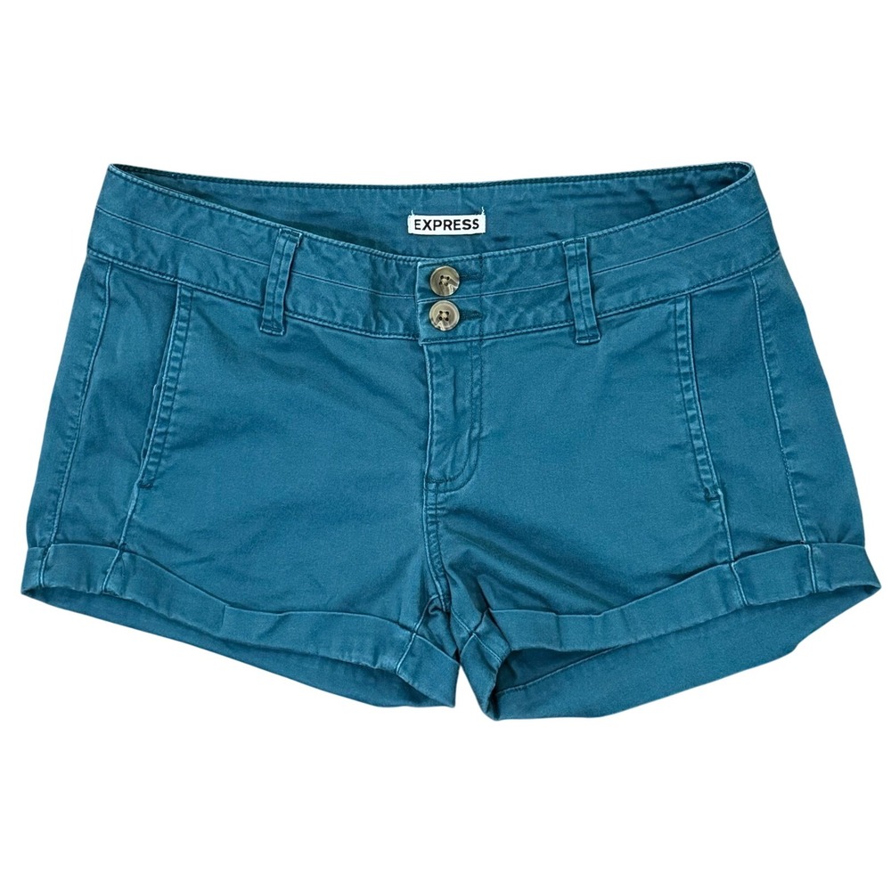 Express‎ Y2K Blue Low Rise Casual Summer Chino Shorts Women's Size 4